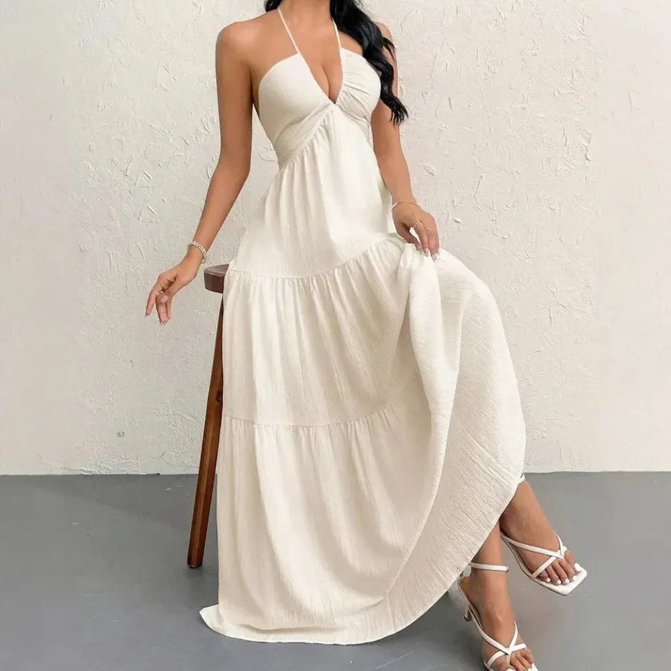 Robe été blanche bohème longue dos nu