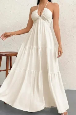 Robe été blanche bohème longue dos nu