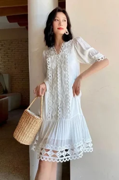 Robe été blanche patchwork