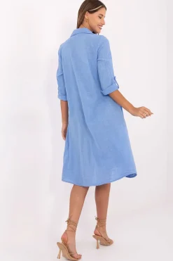 Robe été bleue courte asymétrique