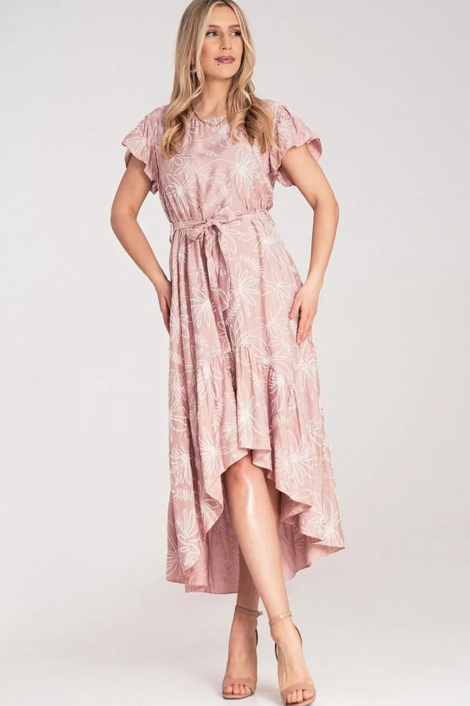 Robe été bohème asymétrique rose