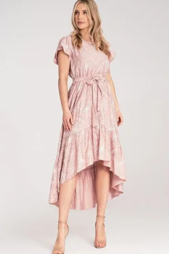 Robe été bohème asymétrique rose