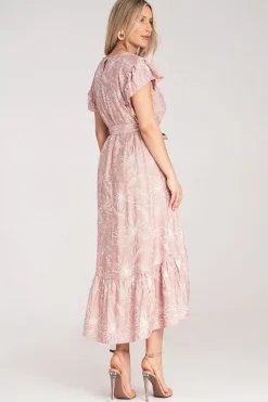 Robe été bohème asymétrique rose