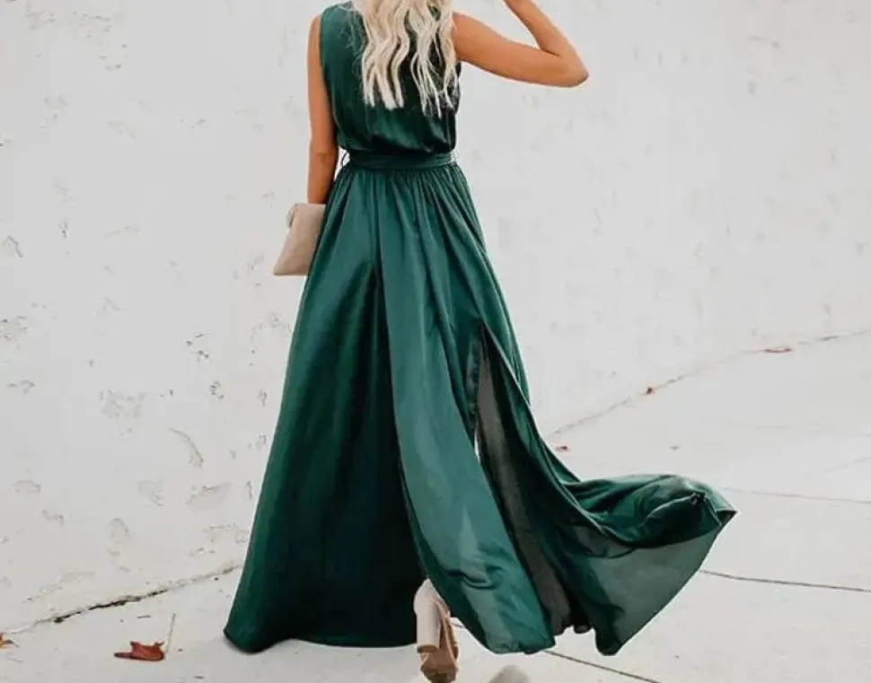 Robe été bohème fendue décolletée