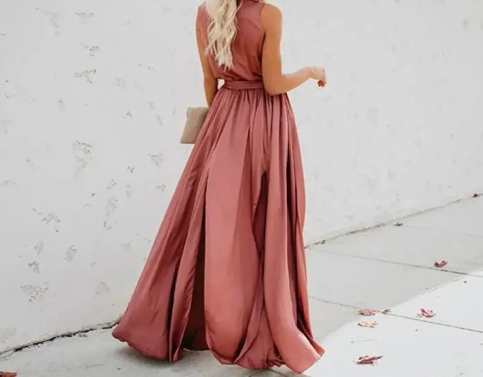 Robe été bohème fendue décolletée