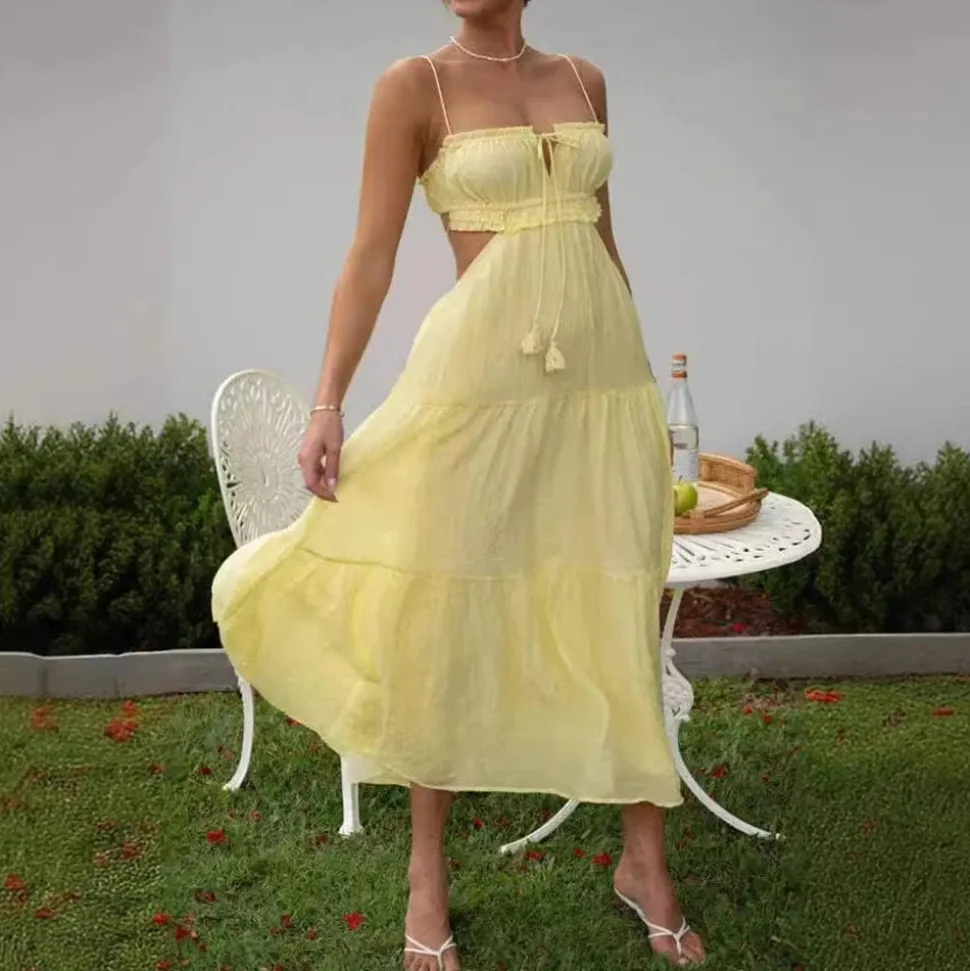 Robe été bohème fluide midi