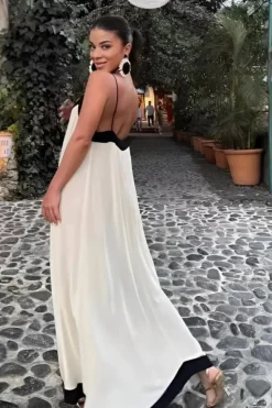 Robe été bohème longue dos nu sans manches