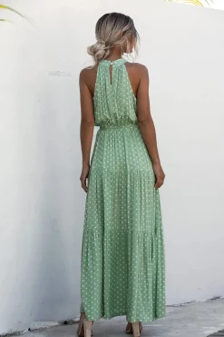 Robe été bohème longue fluide à pois