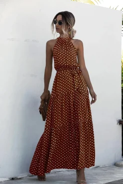 Robe été bohème longue fluide à pois