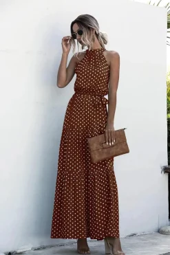 Robe été bohème longue fluide à pois