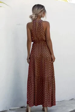 Robe été bohème longue fluide à pois
