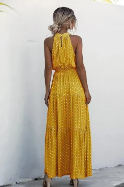 Robe été bohème longue fluide à pois