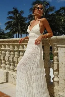 Robe été bohème longue frossée