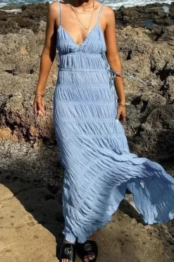 Robe été bohème longue frossée