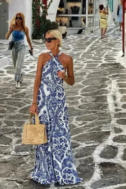 Robe été bohème longue sans manches
