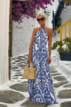 Robe été bohème longue sans manches