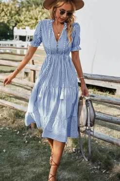 Robe été champêtre à rayures