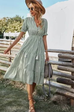 Robe été champêtre à rayures