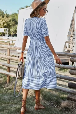 Robe été champêtre à rayures