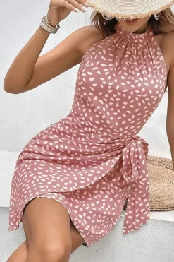 Robe été courte drappée sans manches