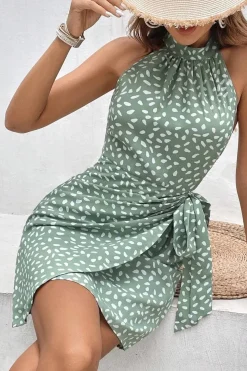 Robe été courte drappée sans manches