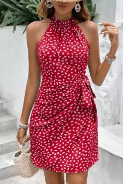 Robe été courte drappée sans manches