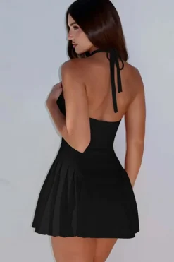 Robe été courte fluide col halter
