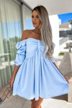 Robe été courte fluide épaules dénudées