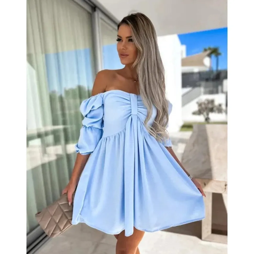Robe été courte fluide épaules dénudées