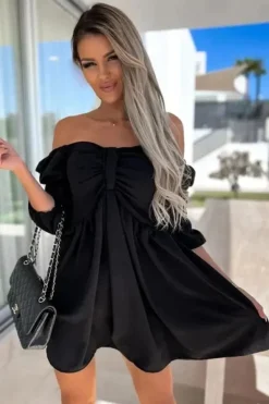 Robe été courte fluide épaules dénudées