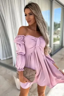 Robe été courte fluide épaules dénudées