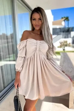 Robe été courte fluide épaules dénudées