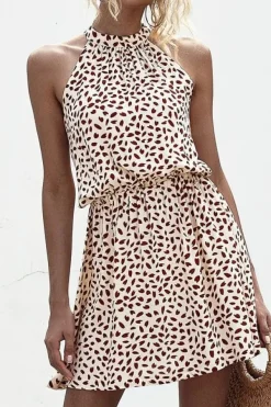 Robe été courte à pois col halter