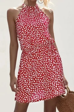Robe été courte à pois col halter