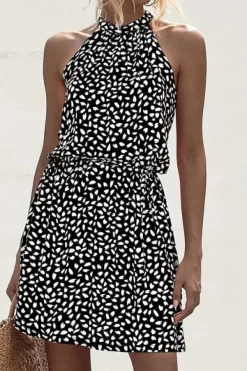 Robe été courte à pois col halter