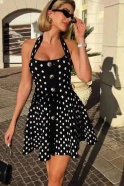 Robe été courte à pois style vintage