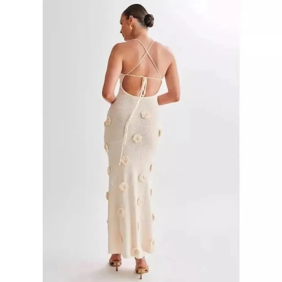 Robe été crochet longue dos nu