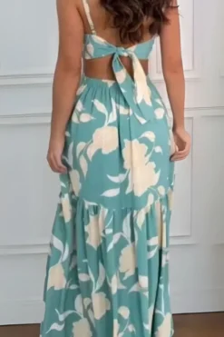 Robe été dos nu longue tropicale fluide