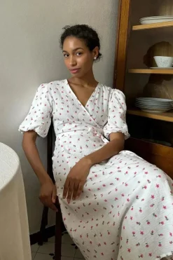 Robe été fleurie longue blanche