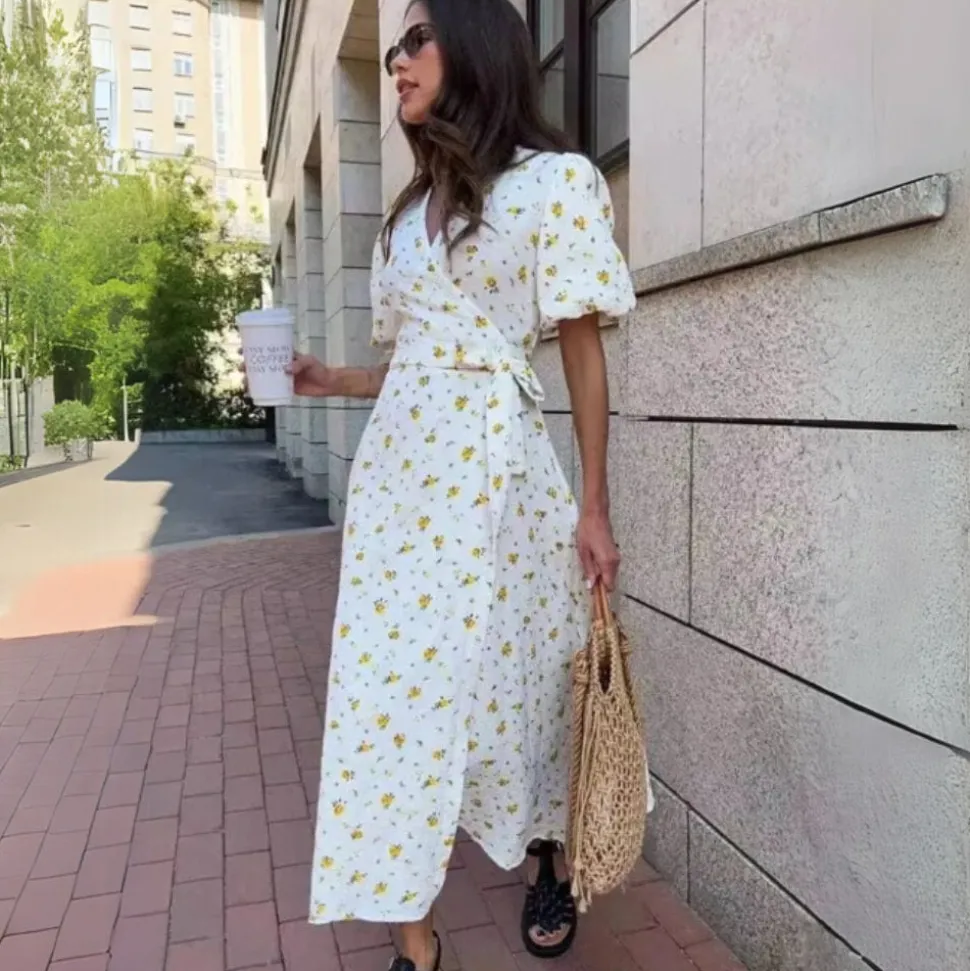 Robe été fleurie longue blanche