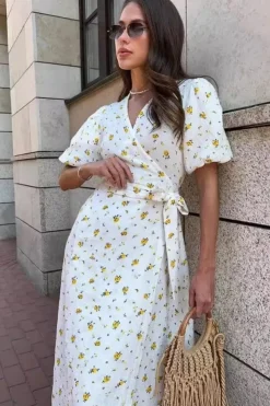 Robe été fleurie longue blanche