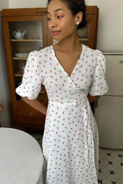 Robe été fleurie longue blanche