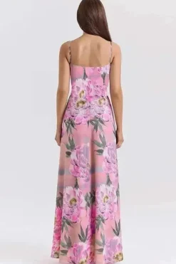 Robe été fleurie rose bretelles fines