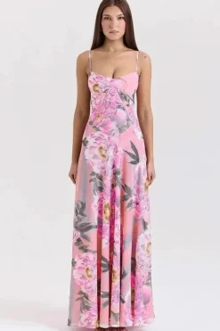 Robe été fleurie rose bretelles fines