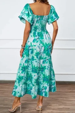 Robe été florale épaules dénudées midi