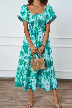 Robe été florale épaules dénudées midi
