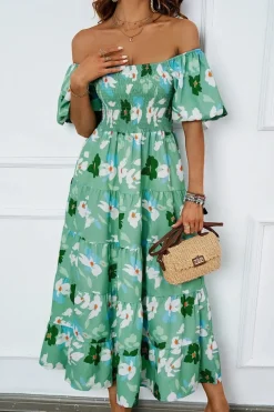 Robe été florale épaules dénudées midi