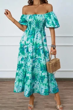 Robe été florale épaules dénudées midi