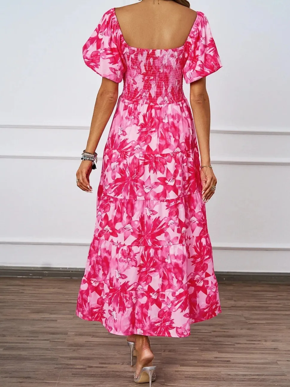 Robe été florale épaules dénudées midi