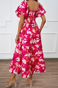 Robe été florale épaules dénudées midi